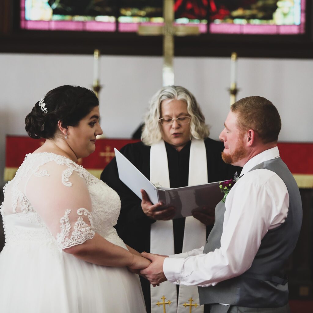 photo of a bride and groom being married